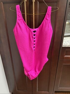 Bleu Rod Beattie Hot Pink Textured One-Piece Swimsuit